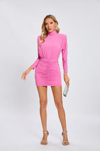 Pink Embellished Ruched Mini Dress H6715