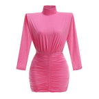 Pink Embellished Ruched Mini Dress H6715