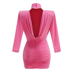 Pink Embellished Ruched Mini Dress H6715