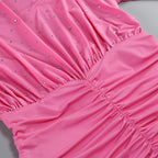 Pink Embellished Ruched Mini Dress H6715