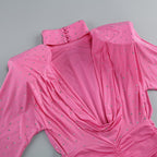 Pink Embellished Ruched Mini Dress H6715