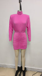 Pink Embellished Ruched Mini Dress H6715