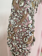 Pink Embellished Shoulder Midi Dress H6744