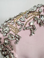 Pink Embellished Shoulder Midi Dress H6744