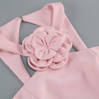 Pink Floral Embellished Crop Top & Skirt Set H6335