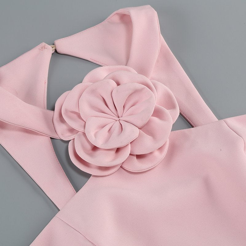 Pink Floral Embellished Crop Top & Skirt Set H6335