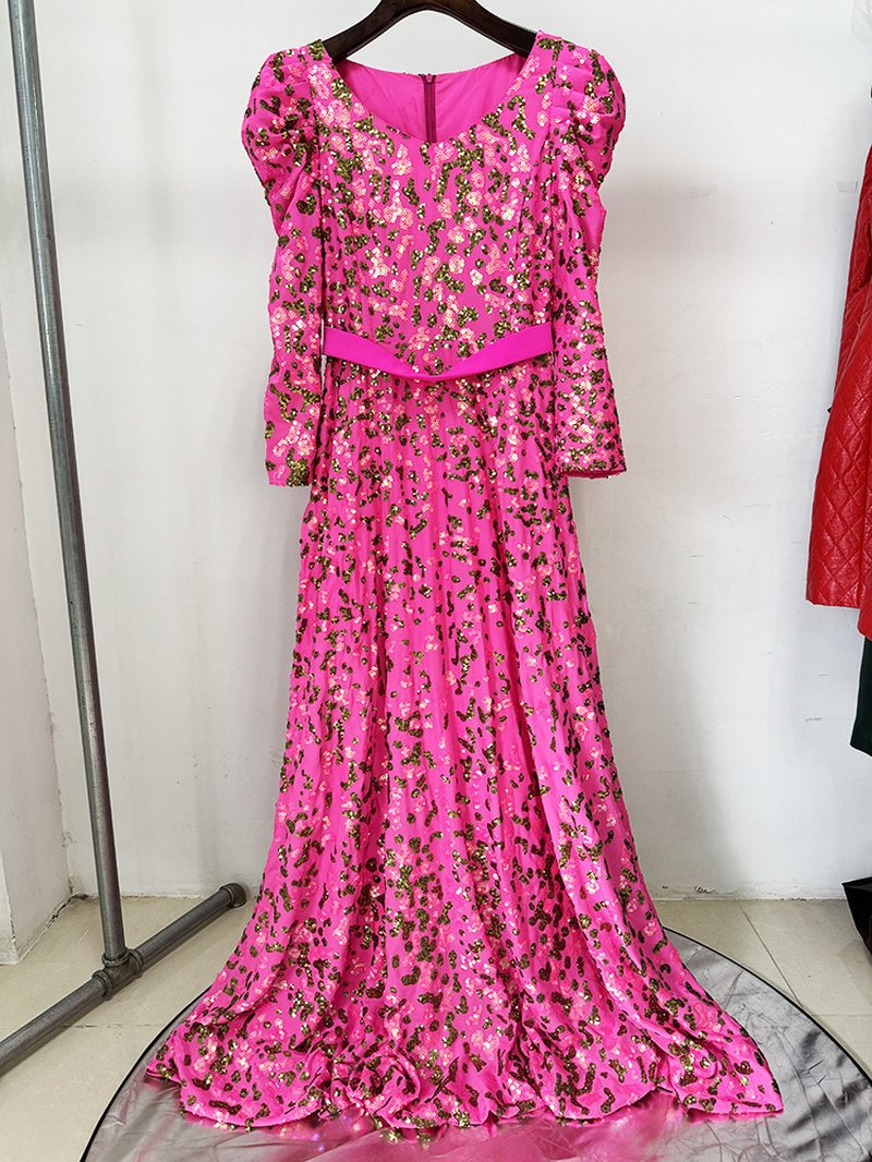 Pink Floral Embellished Maxi Dress H7051