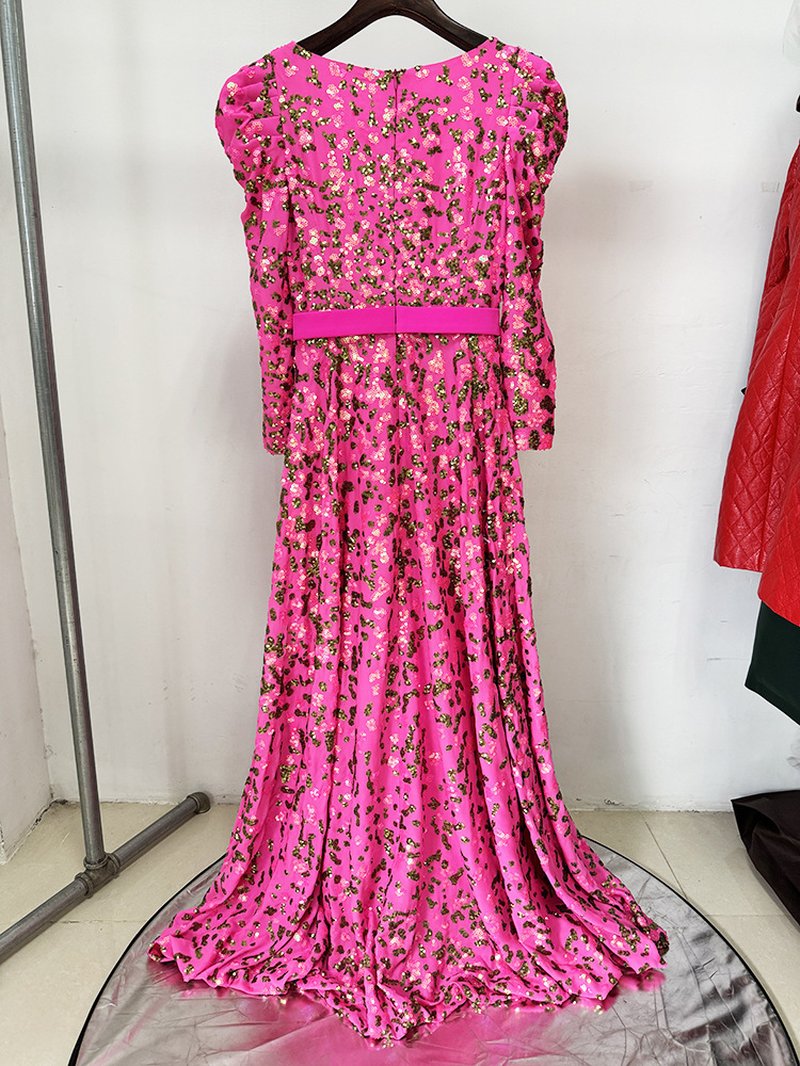 Pink Floral Embellished Maxi Dress H7051