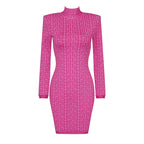 Pink Geometric Knit Mini Dress H4223