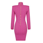Pink Geometric Knit Mini Dress H4223