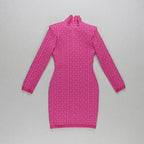 Pink Geometric Knit Mini Dress H4223