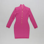 Pink Geometric Knit Mini Dress H4223