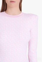Pink Geometric Knit Mini Dress H4223