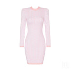 Pink Geometric Knit Mini Dress H4223