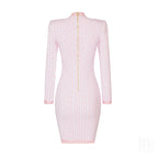 Pink Geometric Knit Mini Dress H4223