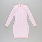 Pink Geometric Knit Mini Dress H4223