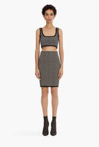 Pink Geometric Print Crop Top & Pencil Skirt Set H3603