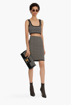 Pink Geometric Print Crop Top & Pencil Skirt Set H3603