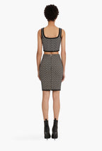 Pink Geometric Print Crop Top & Pencil Skirt Set H3603