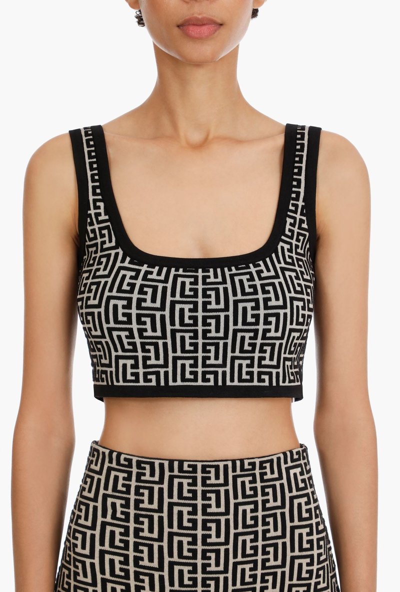 Pink Geometric Print Crop Top & Pencil Skirt Set H3603
