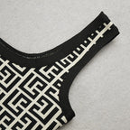 Pink Geometric Print Crop Top & Pencil Skirt Set H3603