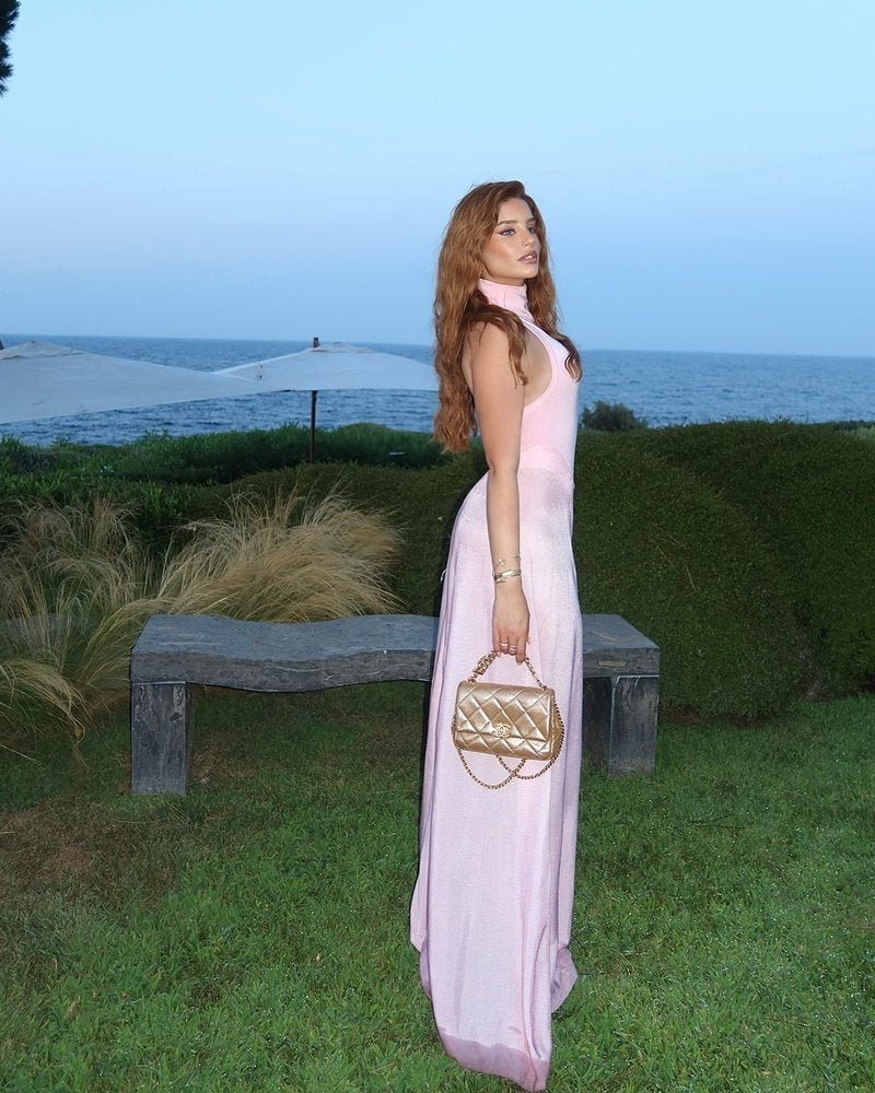 Pink High Neck Sleeveless Maxi Dress H6440
