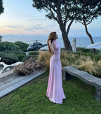 Pink High Neck Sleeveless Maxi Dress H6440