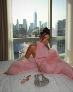 Pink High Neck Sleeveless Maxi Dress H6440