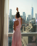 Pink High Neck Sleeveless Maxi Dress H6440