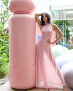 Pink High Neck Sleeveless Maxi Dress H6440