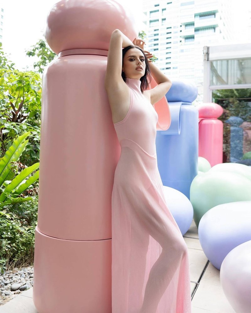 Pink High Neck Sleeveless Maxi Dress H6440