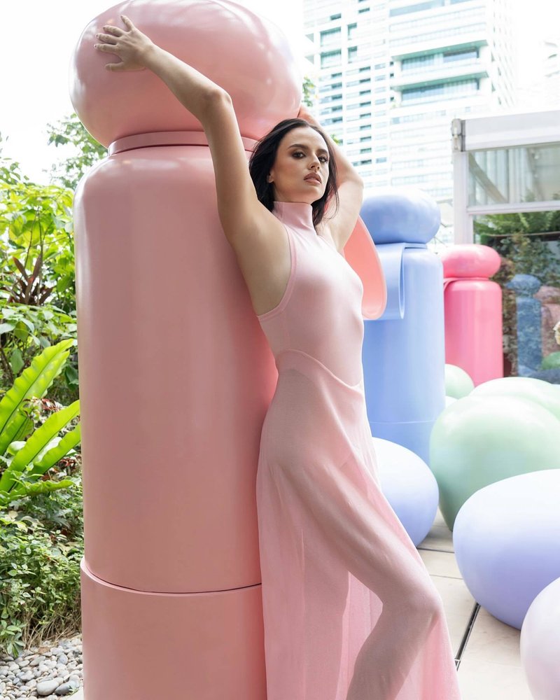 Pink High Neck Sleeveless Maxi Dress H6440