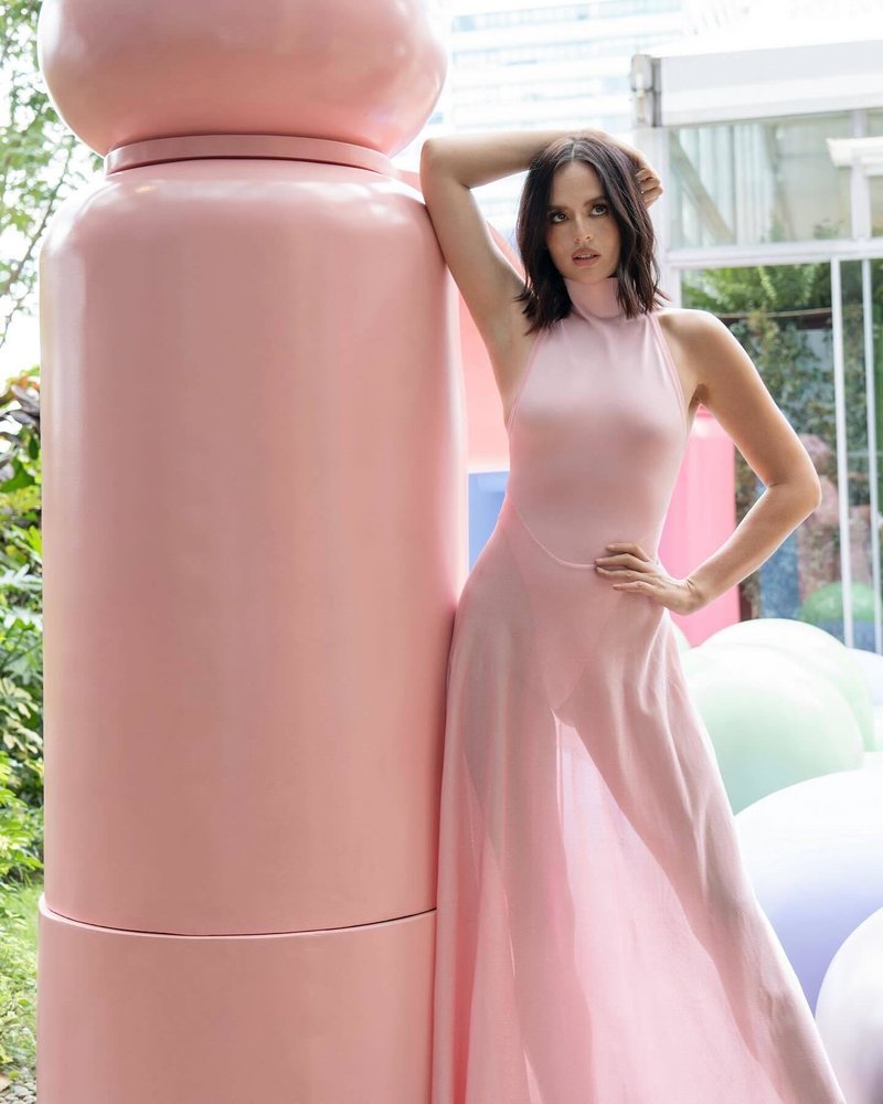 Pink High Neck Sleeveless Maxi Dress H6440