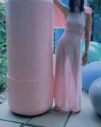 Pink High Neck Sleeveless Maxi Dress H6440