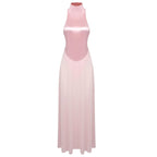 Pink High Neck Sleeveless Maxi Dress H6440