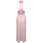 Pink High Neck Sleeveless Maxi Dress H6440