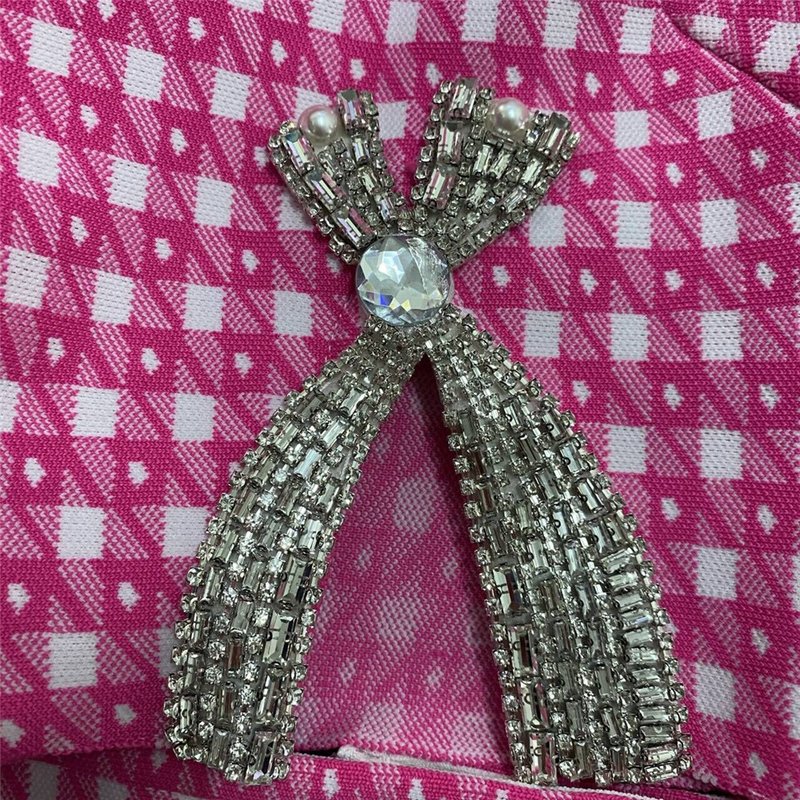 Pink Houndstooth Cutout Blazer Set H6146
