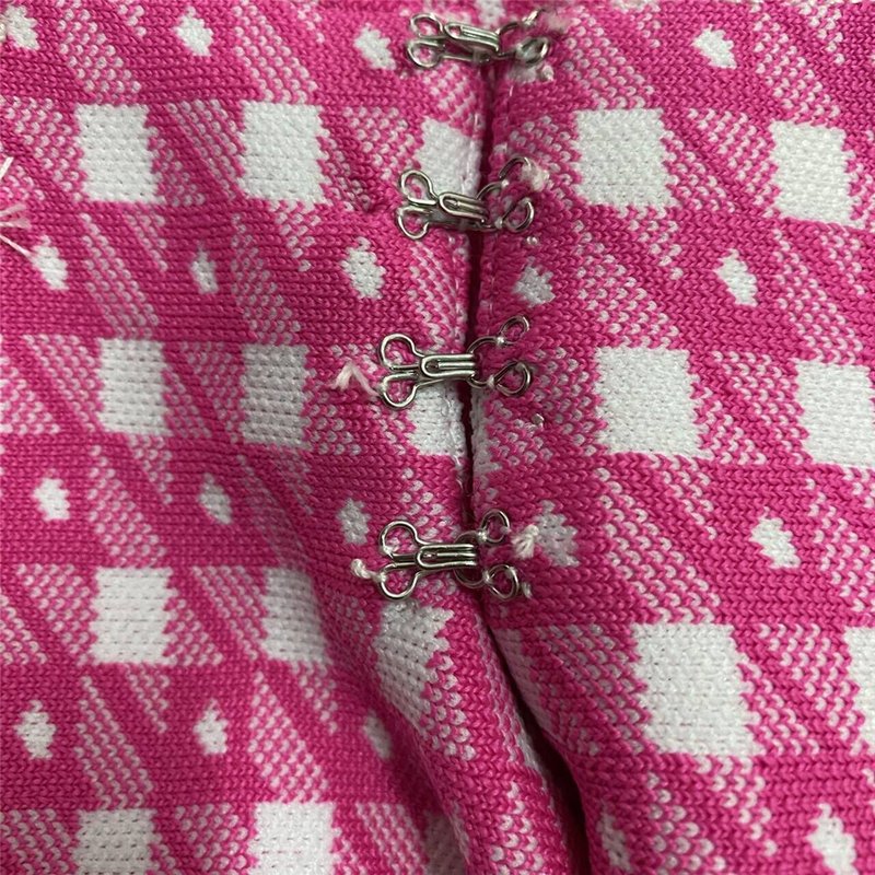 Pink Houndstooth Cutout Blazer Set H6146
