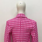 Pink Houndstooth Cutout Blazer Set H6146