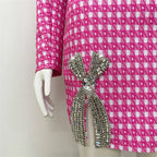 Pink Houndstooth Cutout Blazer Set H6146