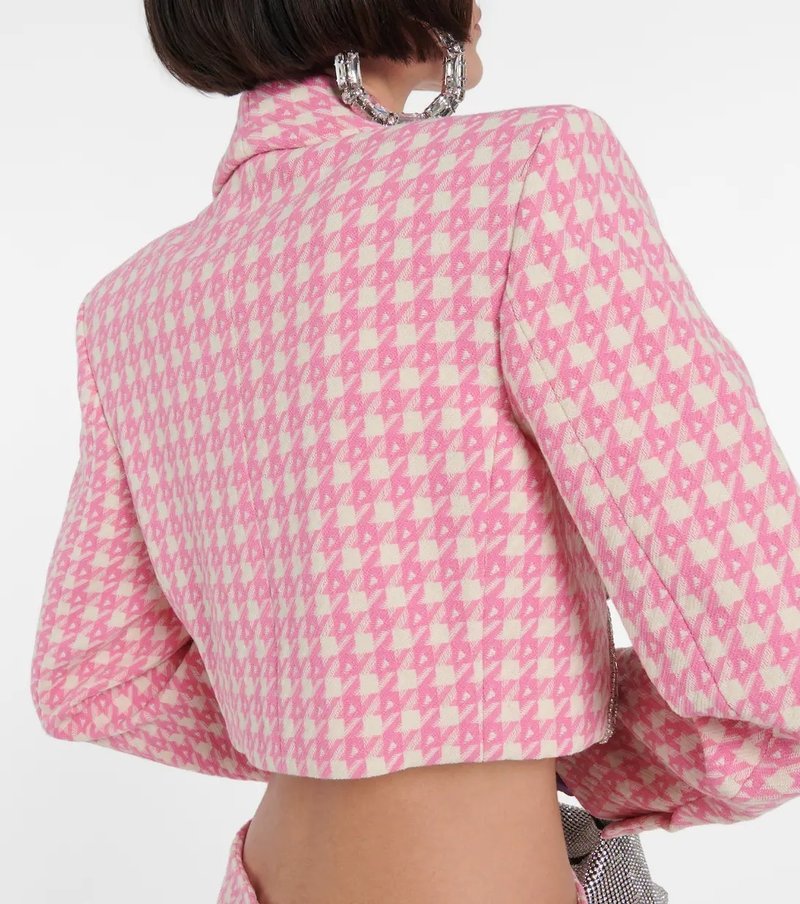 Pink Houndstooth Cutout Blazer Set H6146