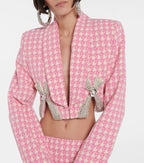 Pink Houndstooth Cutout Blazer Set H6146