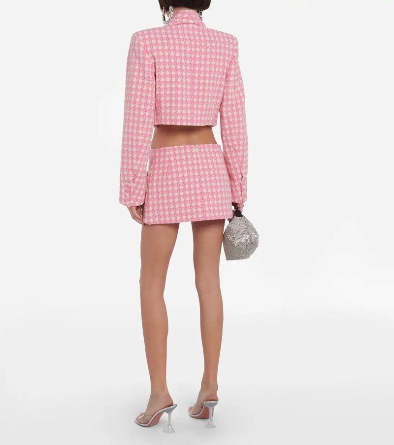 Pink Houndstooth Cutout Blazer Set H6146