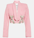 Pink Houndstooth Cutout Blazer Set H6146