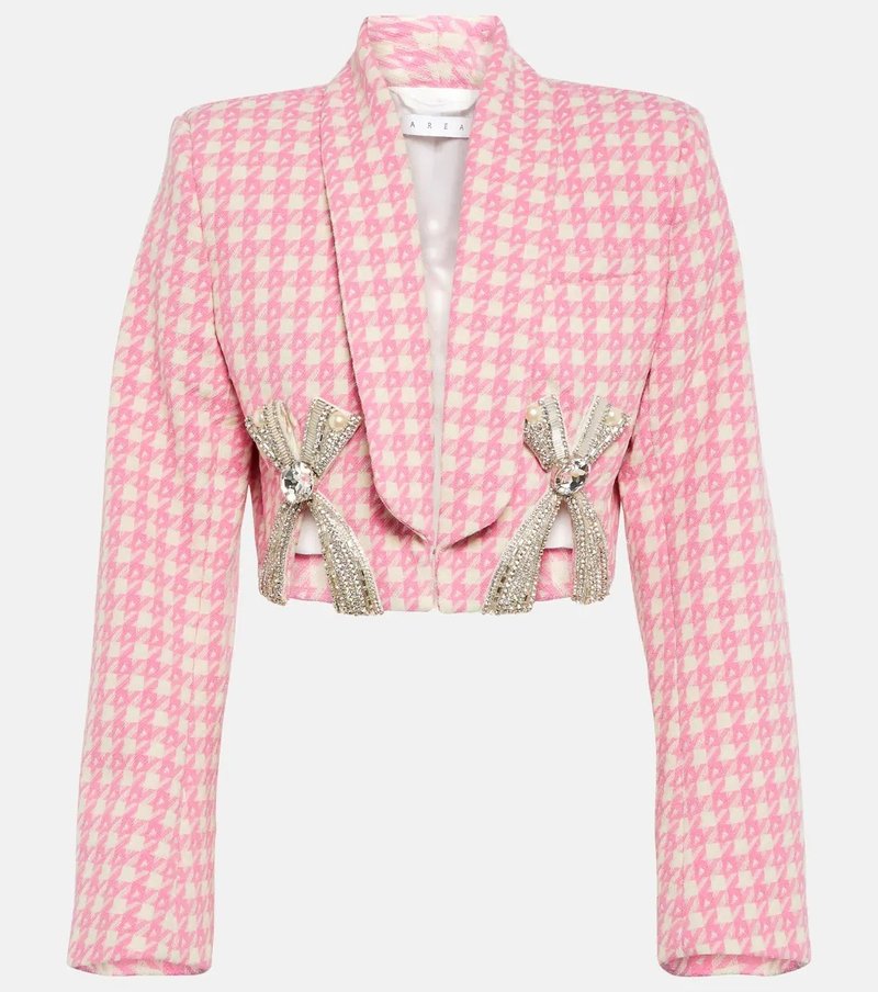 Pink Houndstooth Cutout Blazer Set H6146