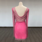 Pink Mesh Crop Top & Mini Skirt Set H6274