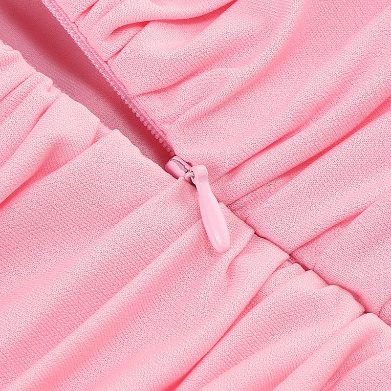Pink One-Shoulder Rose Detail Bandage Dress H6651