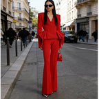 Pink Peplum Blazer & Wide Leg Pants Set H7040