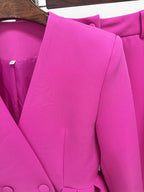 Pink Peplum Blazer & Wide Leg Pants Set H7040