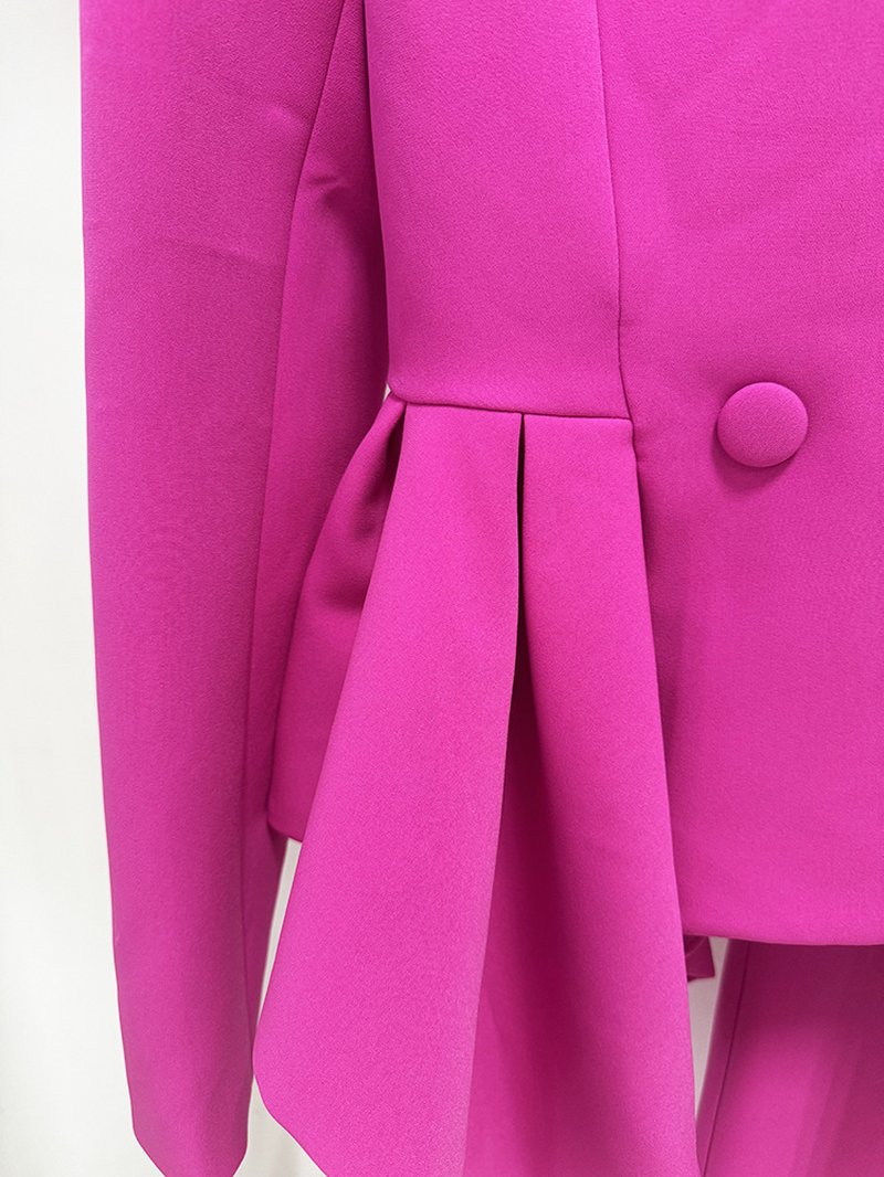 Pink Peplum Blazer & Wide Leg Pants Set H7040